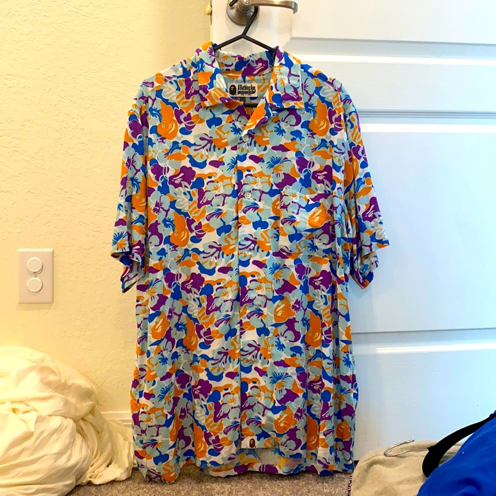 Men’s Hawaiian Bape Button Down Shirt XL New without tags